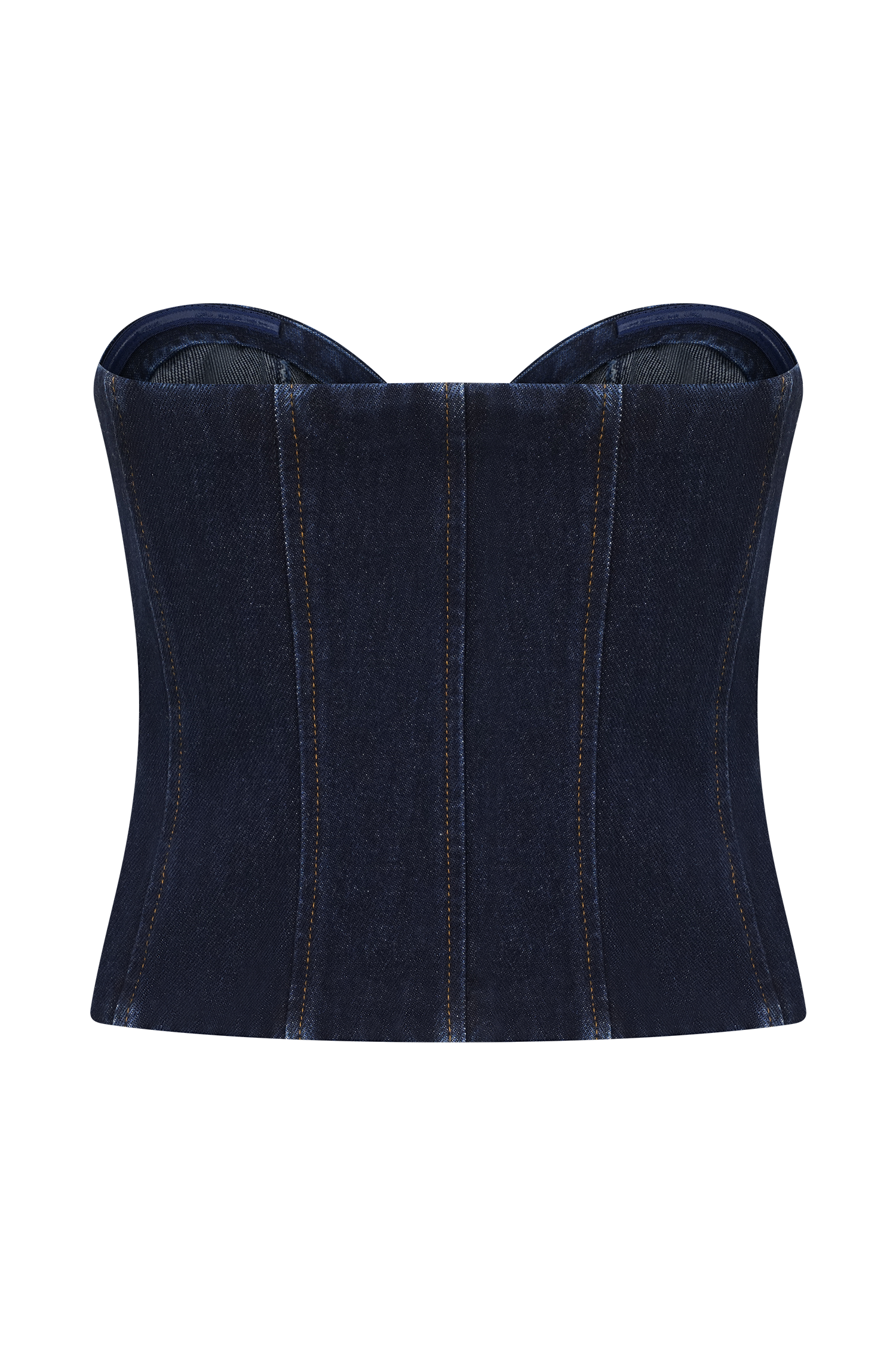 Tully Strapless Topstitch Denim Top - Indigo Blue
