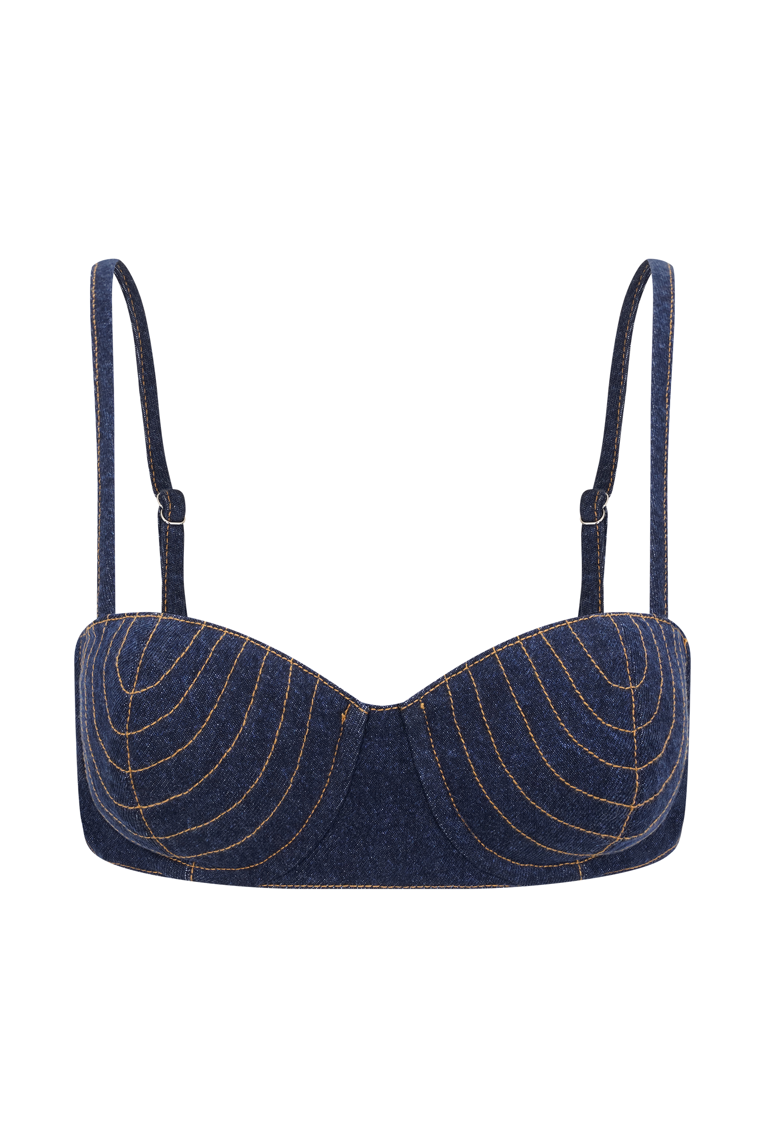 Belle Denim Cropped Bralette - Indigo Blue
