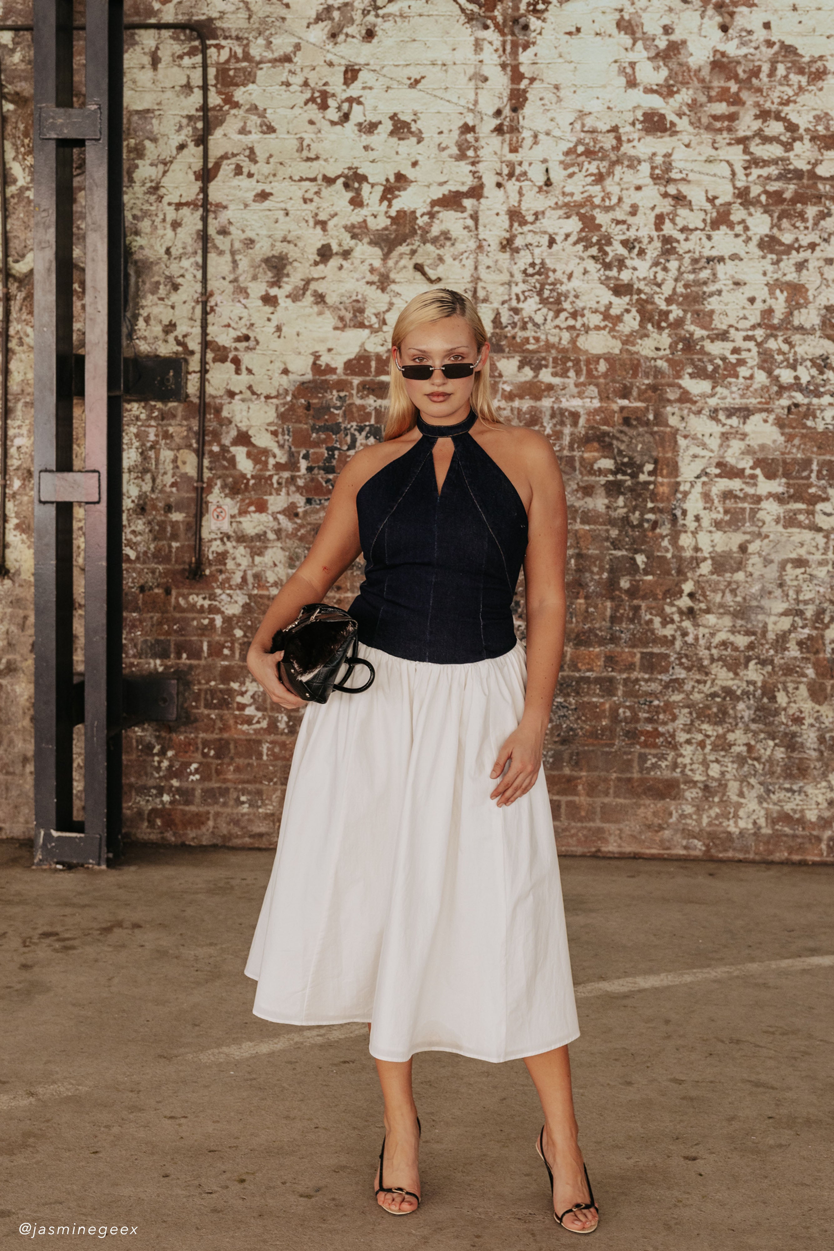 Ashwin Denim Cotton Midi Dress - Indigo Blue