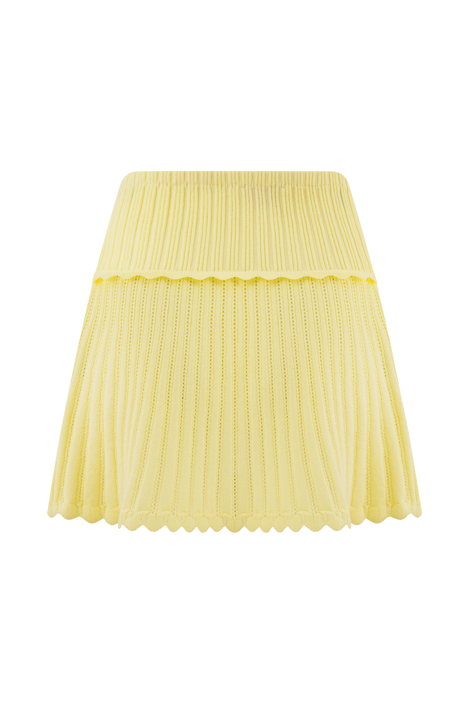 Indy Pointelle Knit Mini Skirt - Lemon