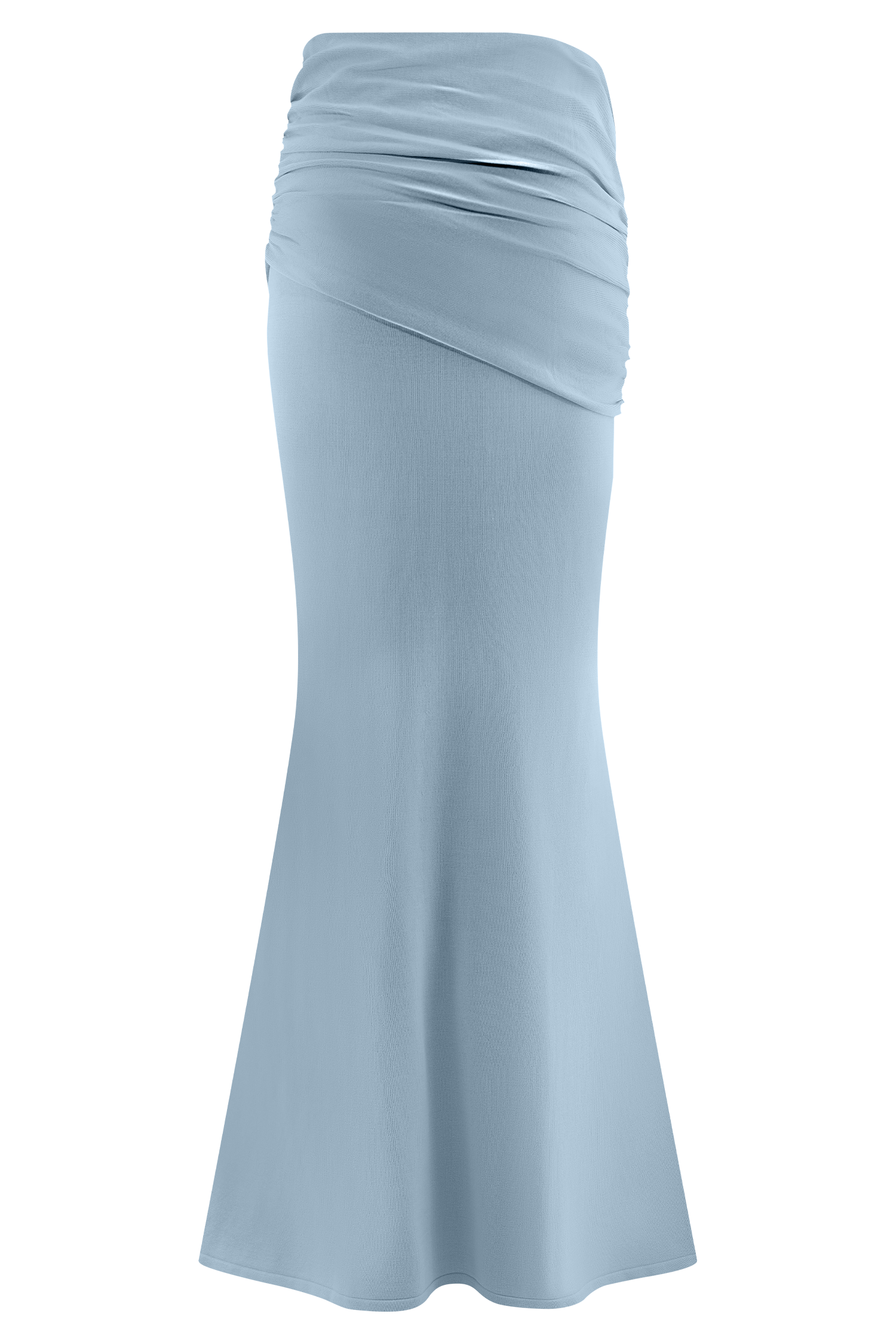 Irene Gathered Knit Maxi Skirt - Blue