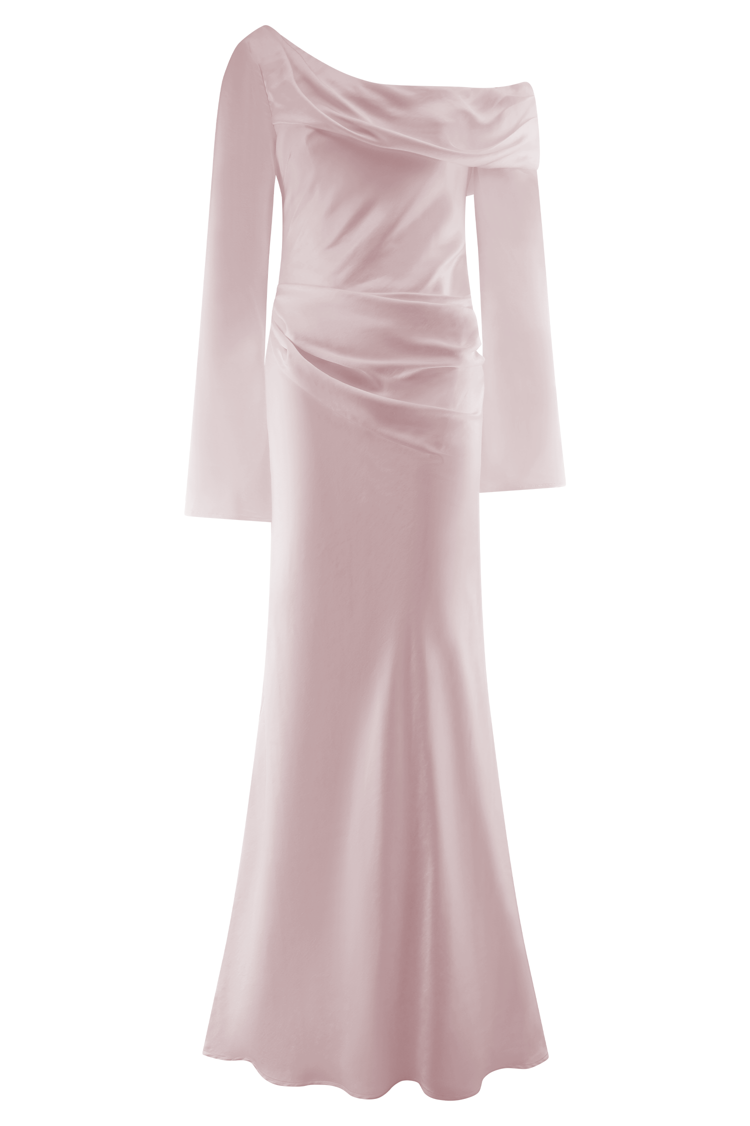 Iris Long Sleeve Satin Maxi Dress - Soft Pink