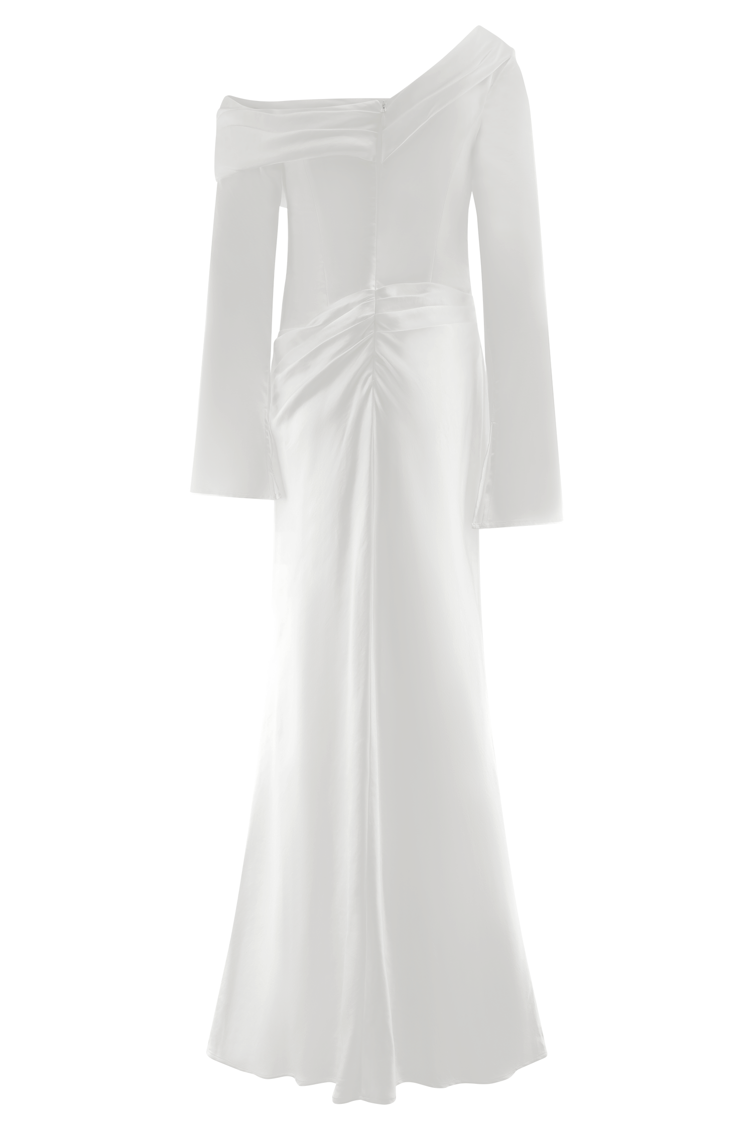 Iris Long Sleeve Satin Maxi Dress - White