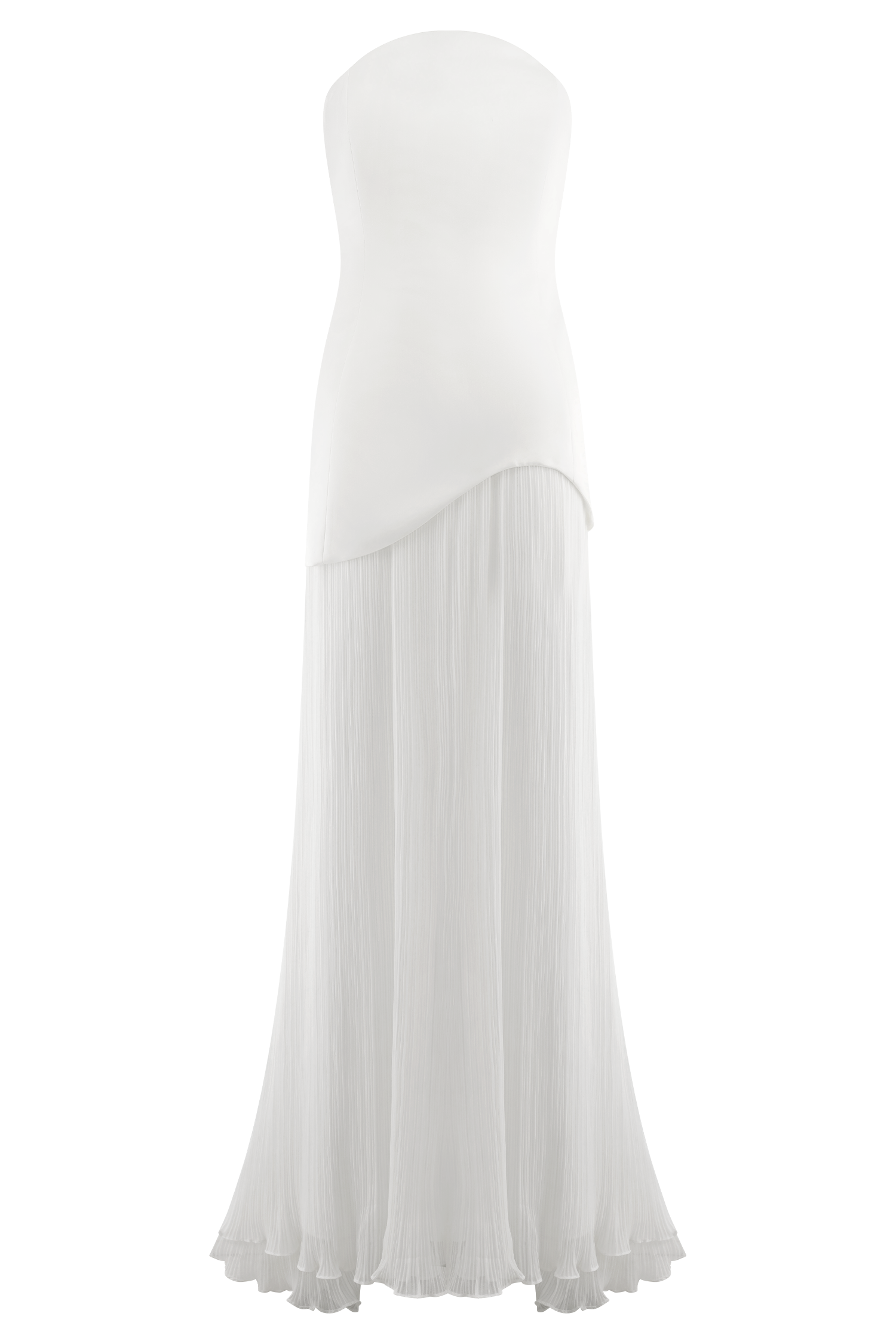 Juno Strapless Pleated Maxi Gown - White