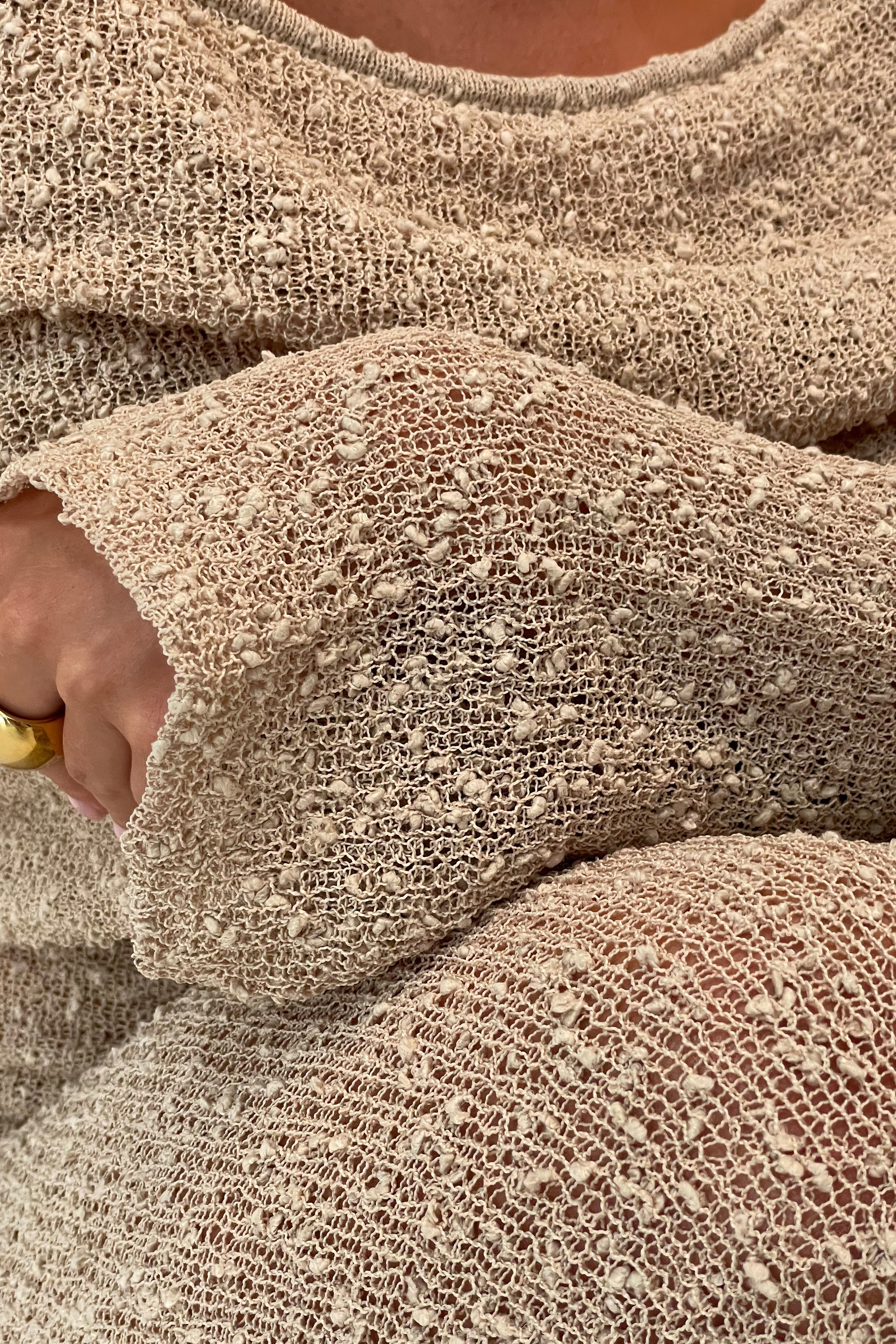 Marisol Off Shoulder Boucle Maxi Dress - Wheat