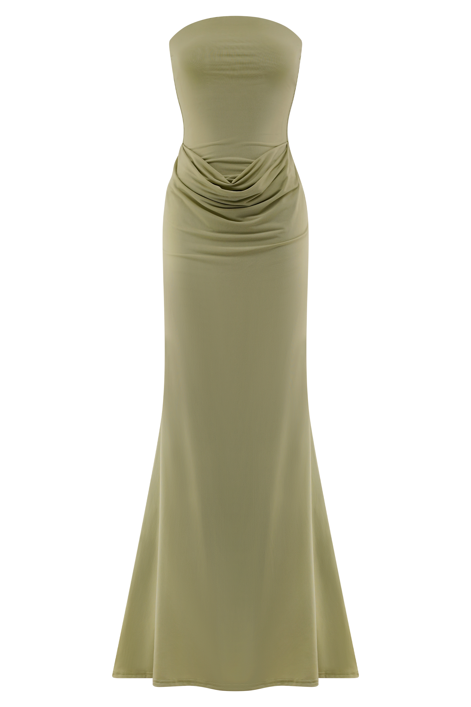 Madison Strapless Slinky Maxi Dress - Sage