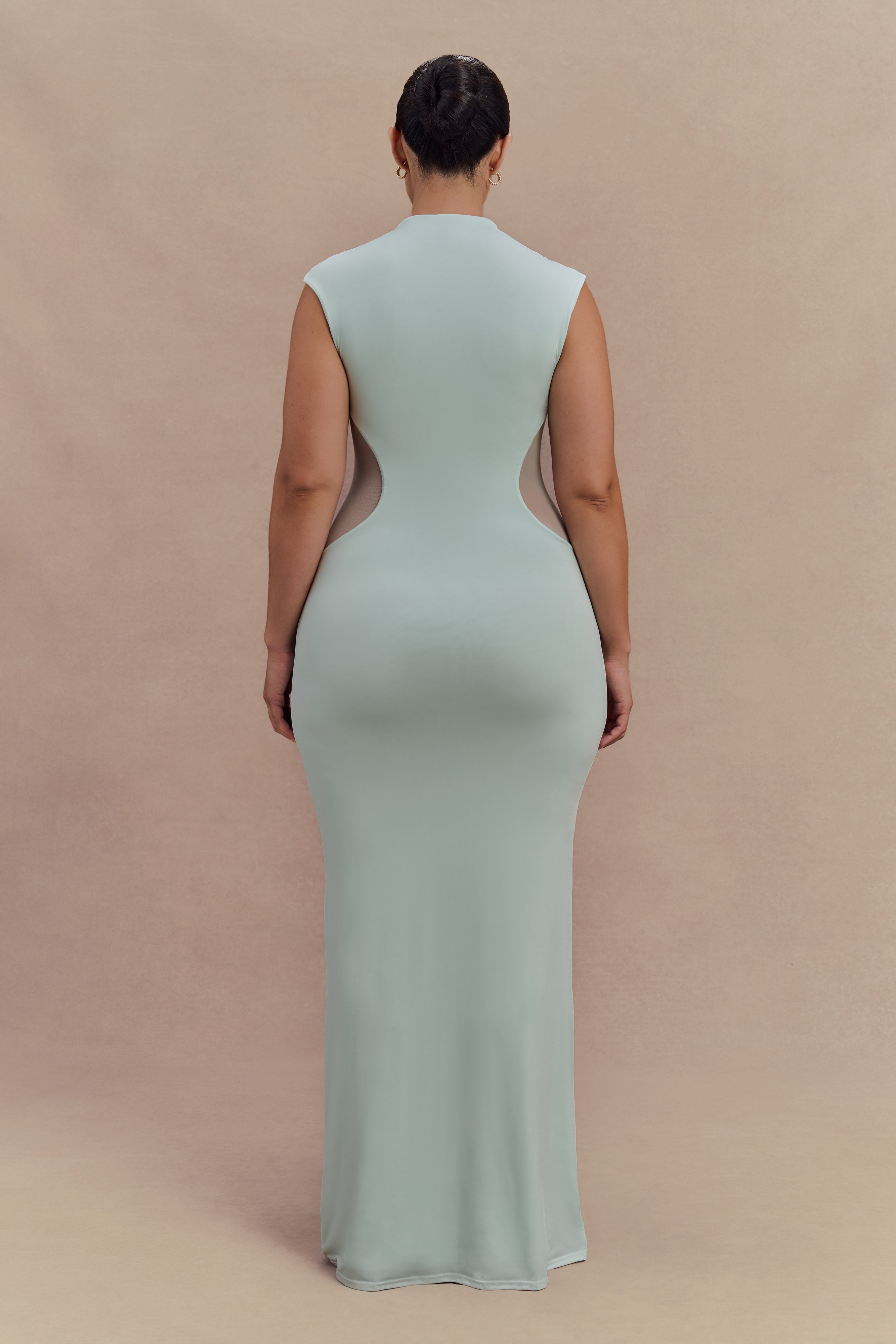 Massie Slinky And Mesh Maxi Dress - Lagoon