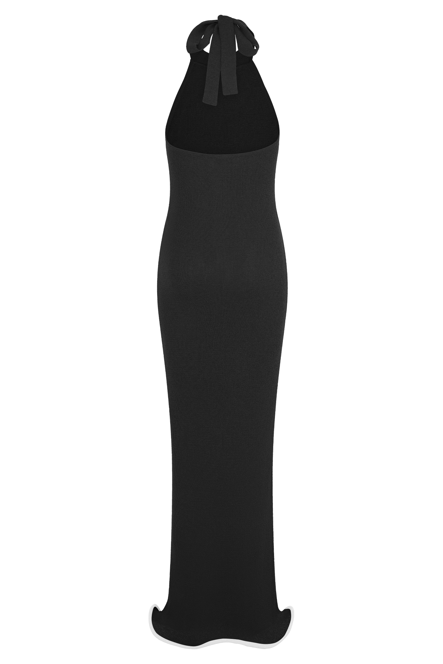 Melodie Halter Knit Maxi Dress - Black/White