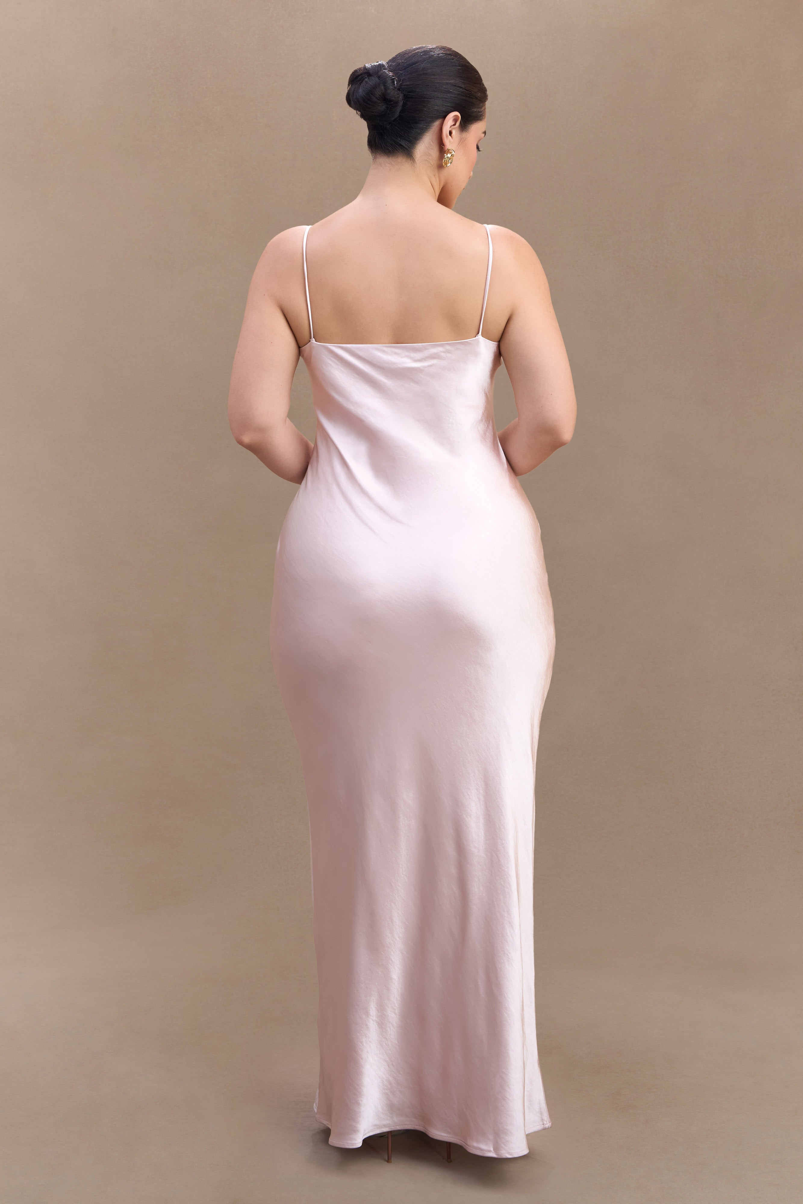 Lilly Sweetheart Satin Maxi Dress - Soft Pink