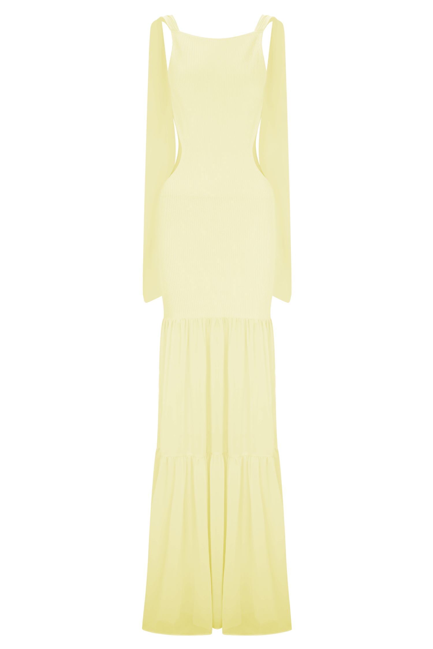Haille Knit Chiffon Maxi Dress - Lemon