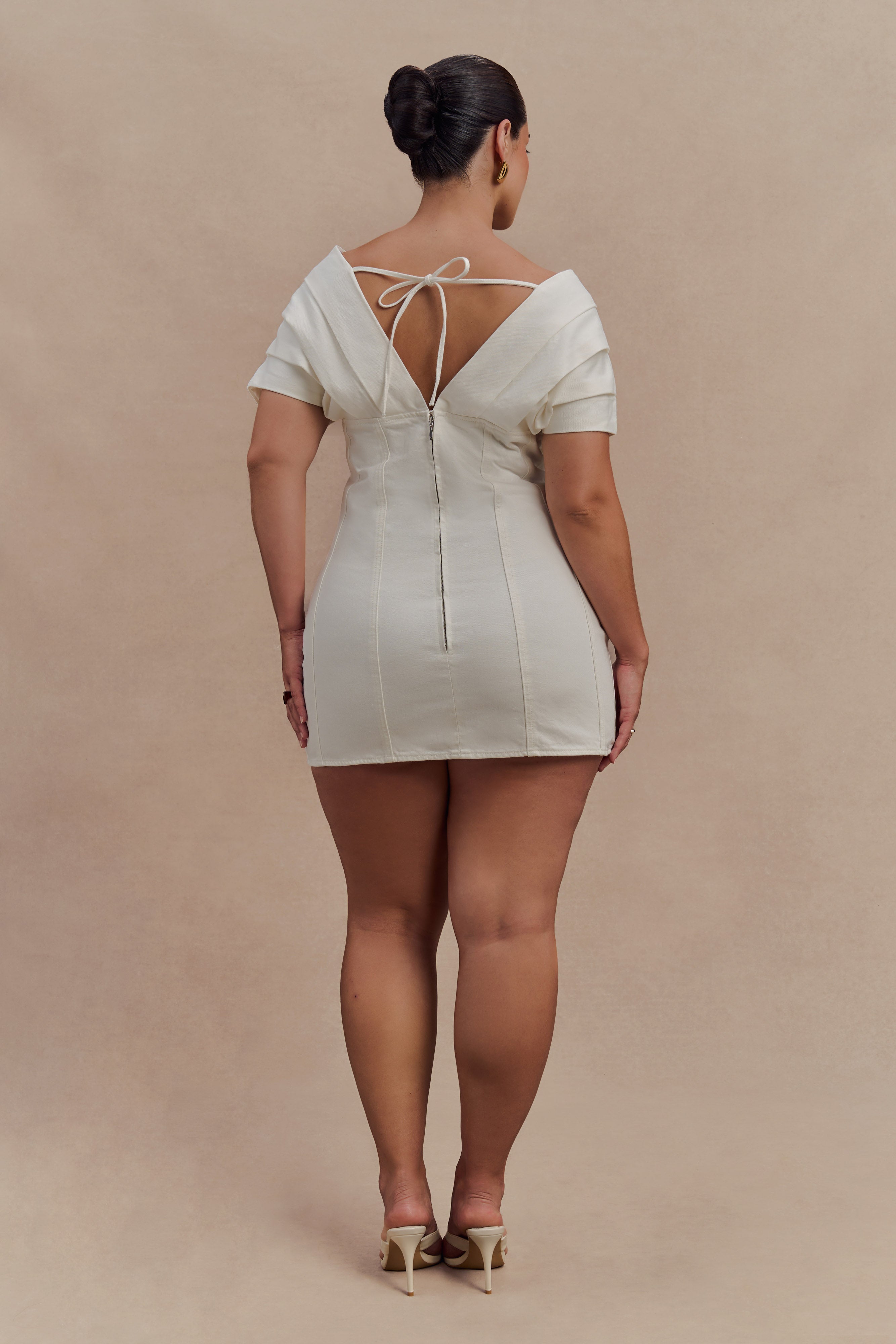 Pascale Off Shoulder Denim Mini Dress - White