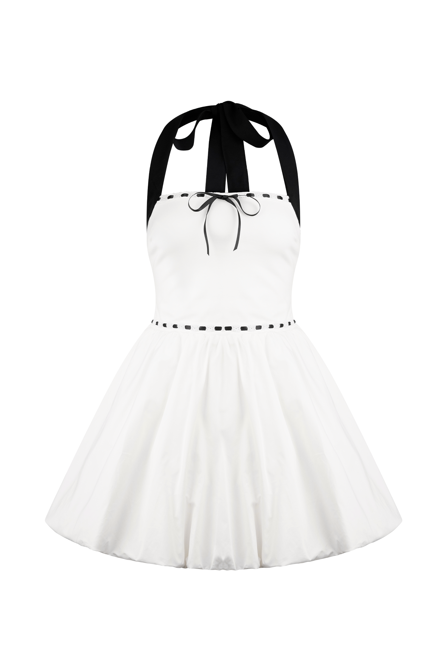 Queenie Halter Bubble Mini Dress - Black/White