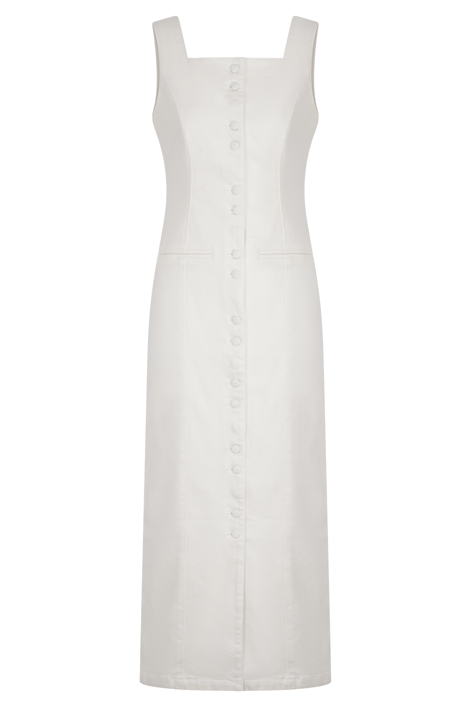Reyna Denim Midi Dress - White