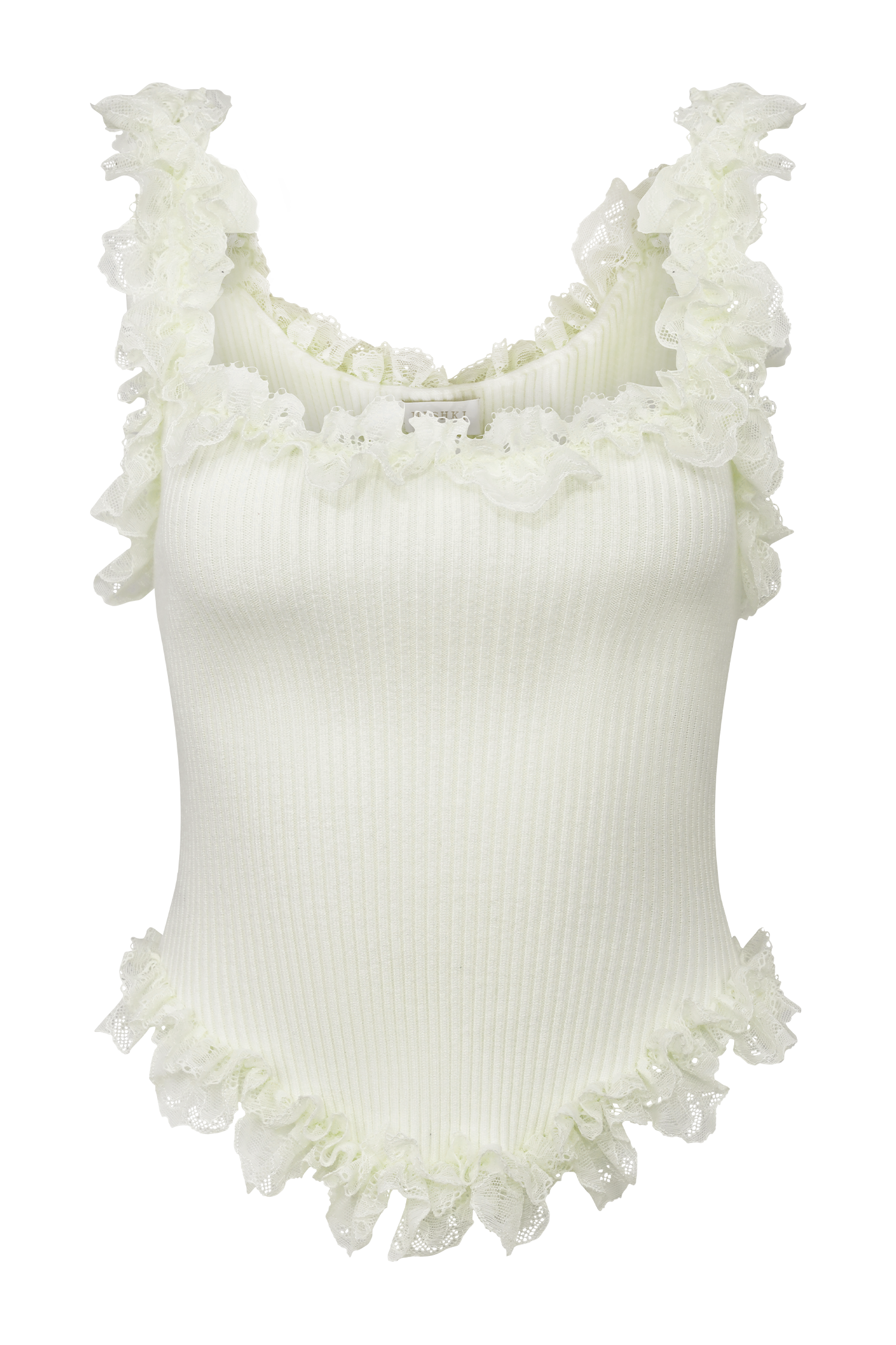 Shay Lace Ruffle Knit Top - Cream