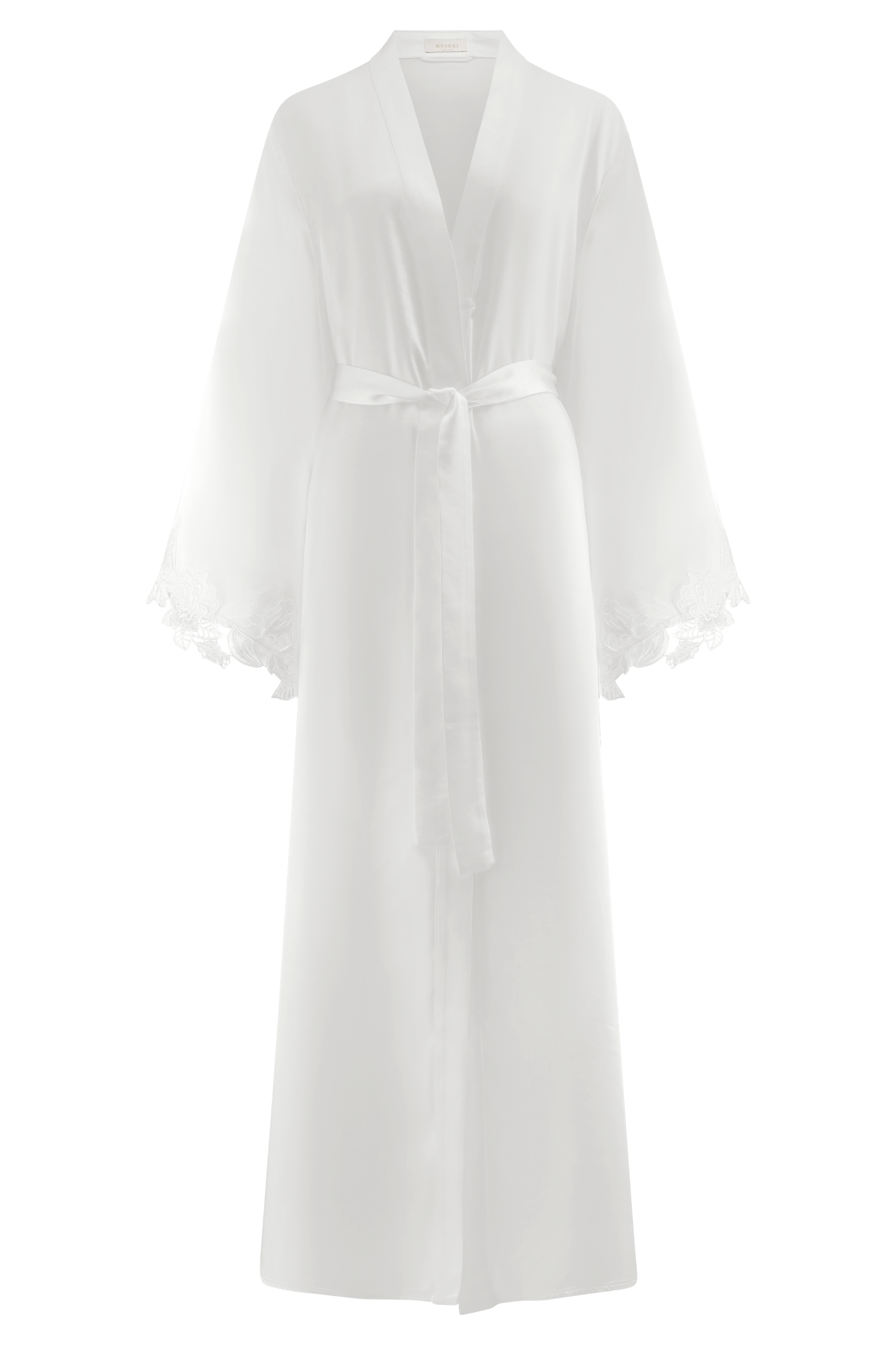 Sullivan Satin Bridal Robe With Lace - Ivory
