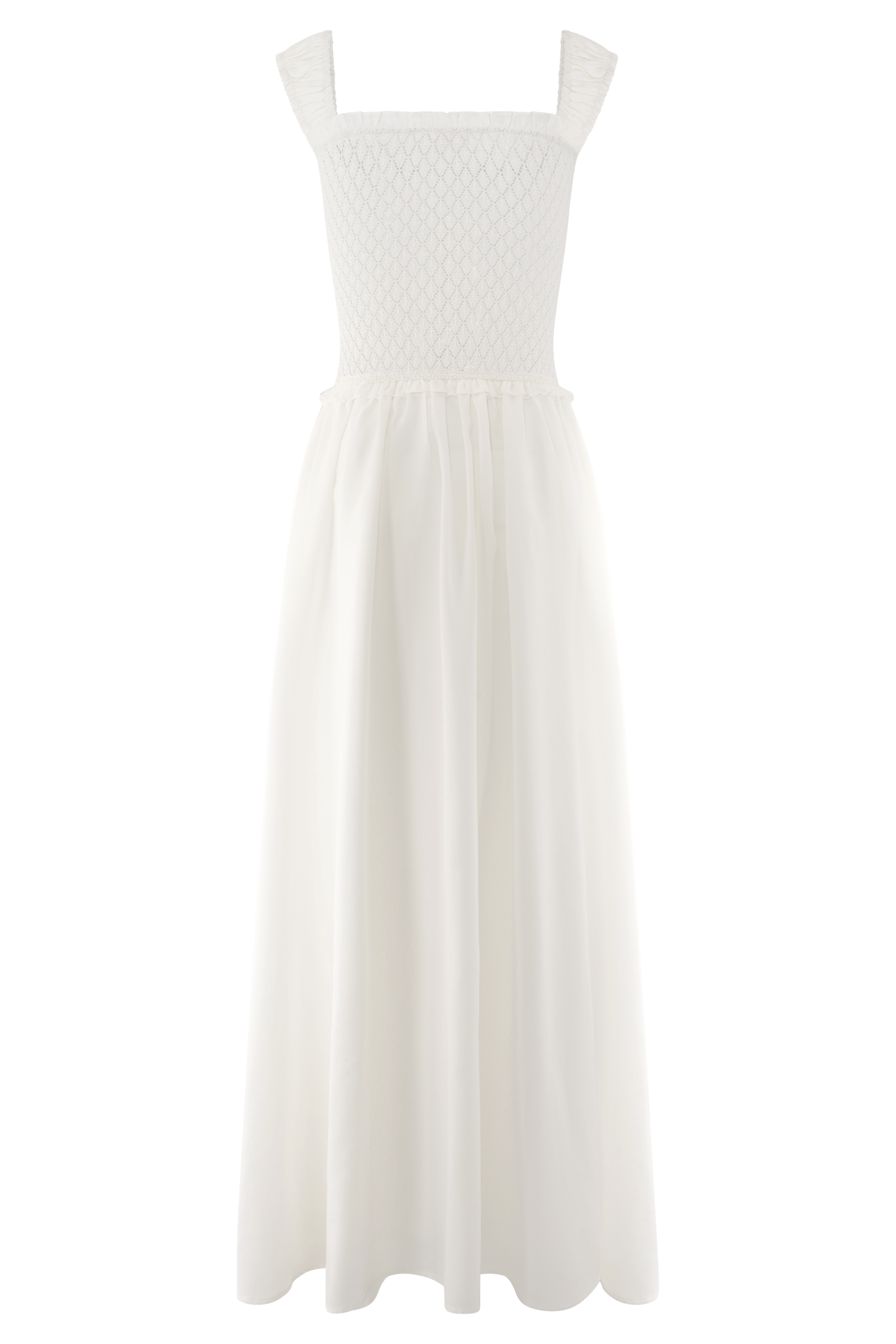 Tahlia Pointelle Knit Midi Dress - White
