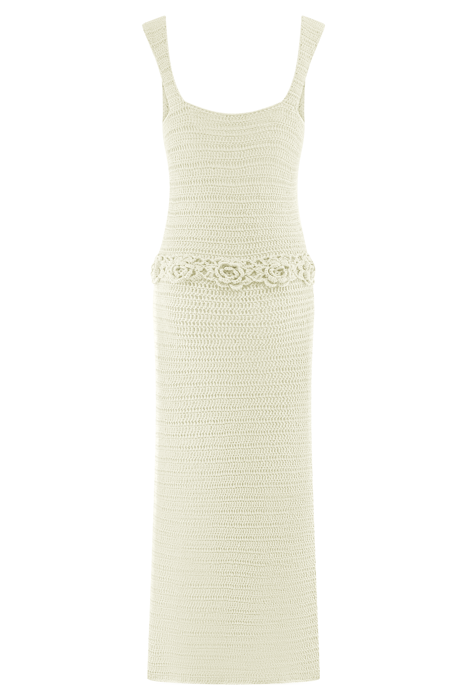 Teagan Floral Hand Crochet Midi Dress - Ivory