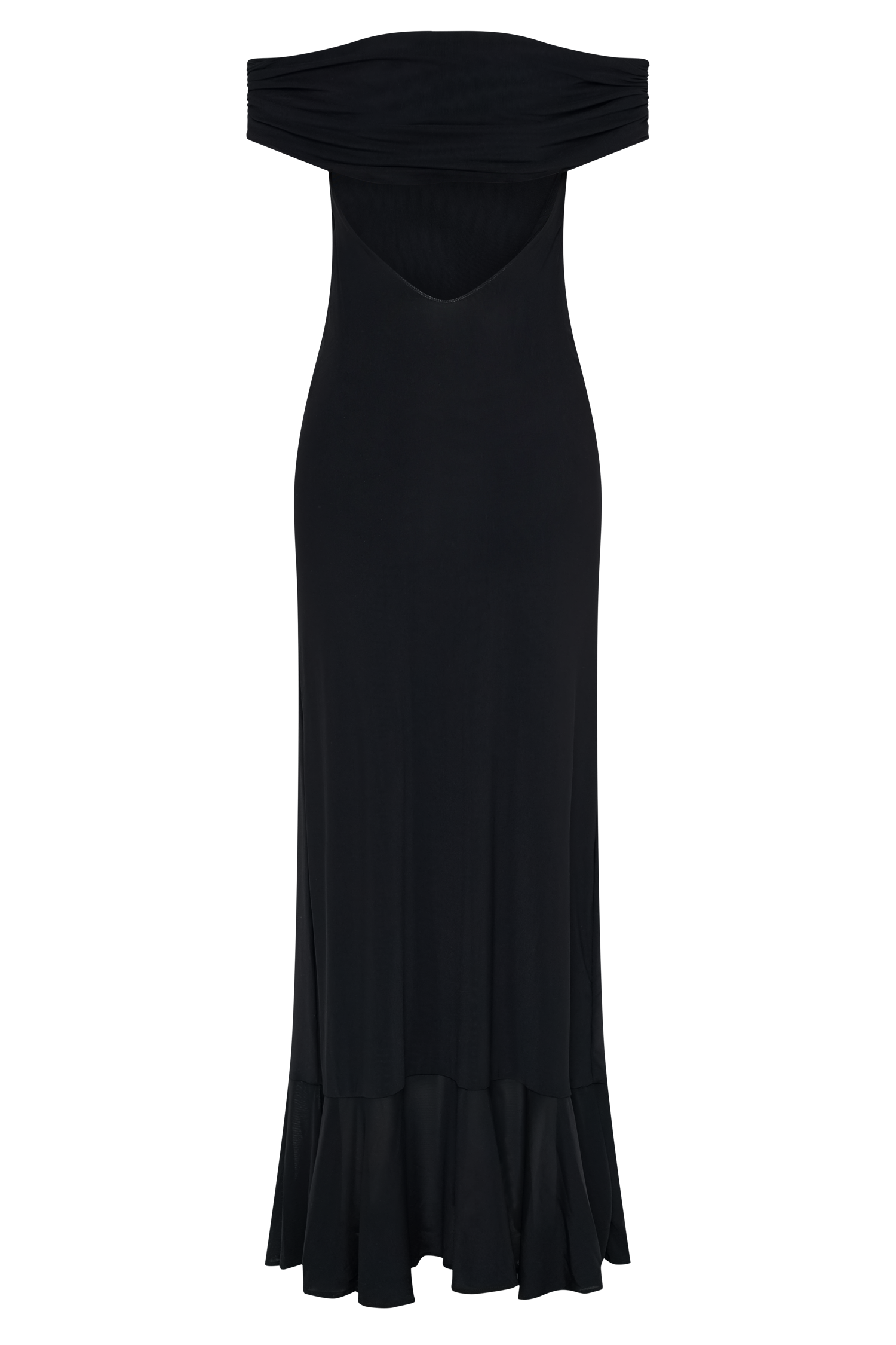Audrey Off Shoulder Mesh Maxi Dress - Black